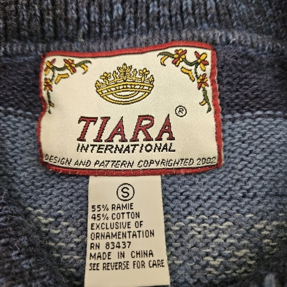Tiara International Christmas Front Zip Sweater Snowman Patchwork Size Small - Picture 8 of 10